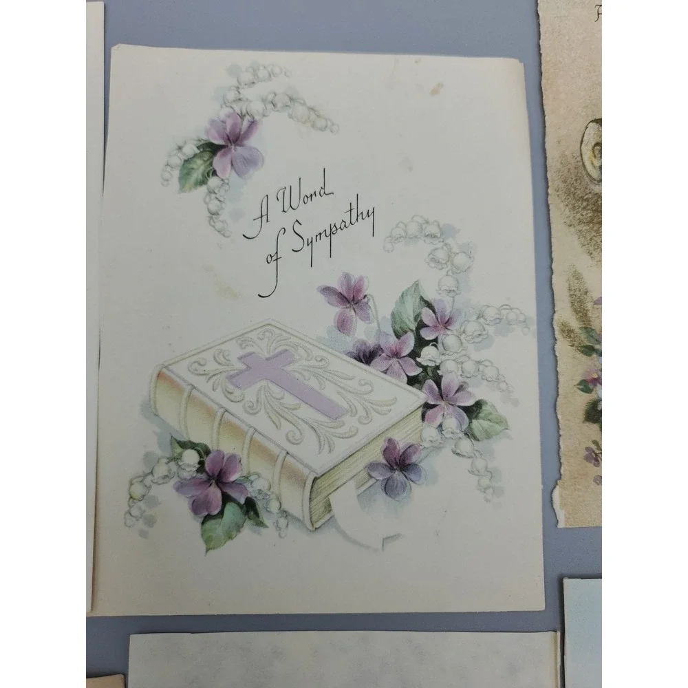 6 Old Vintage Used Greeting Card Fronts for‎ Crafts Lily Sympathy Prayer